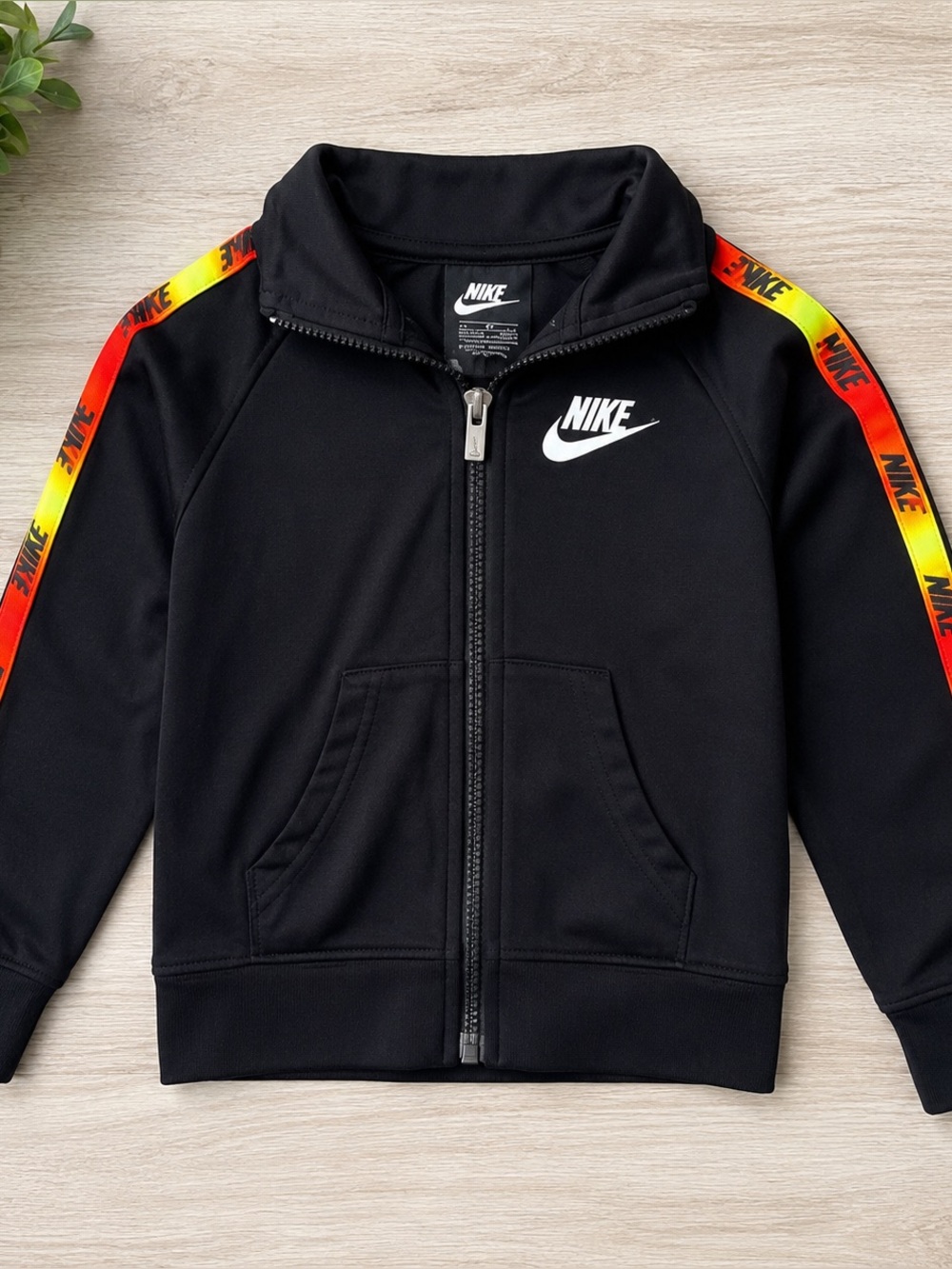 Nike Toddler 2T Black Track Jacket Zip Up Colorful Logo Tape